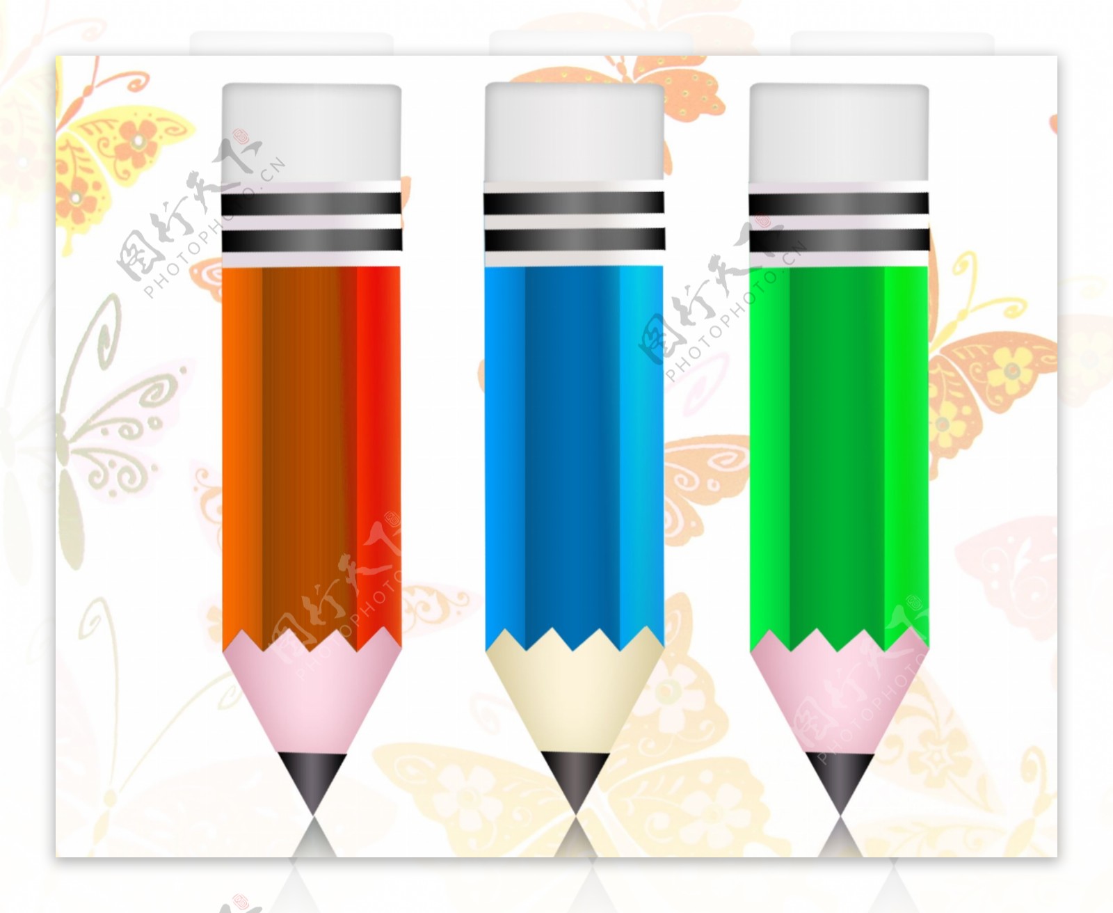 3清晰的彩色铅笔图标集PSD