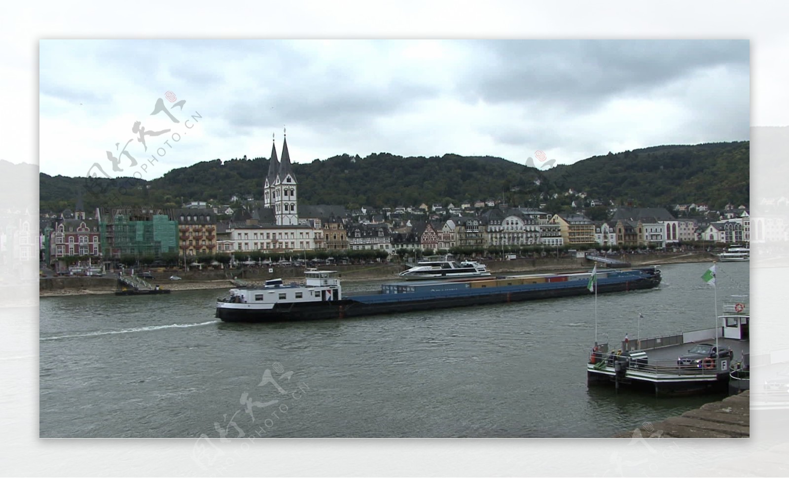 德国莱茵的船只在Boppard股票视频