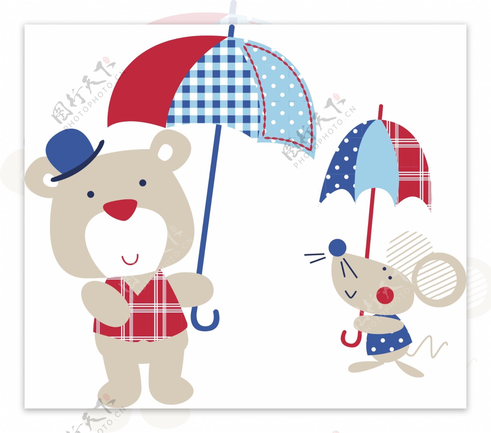 小熊打雨伞矢量
