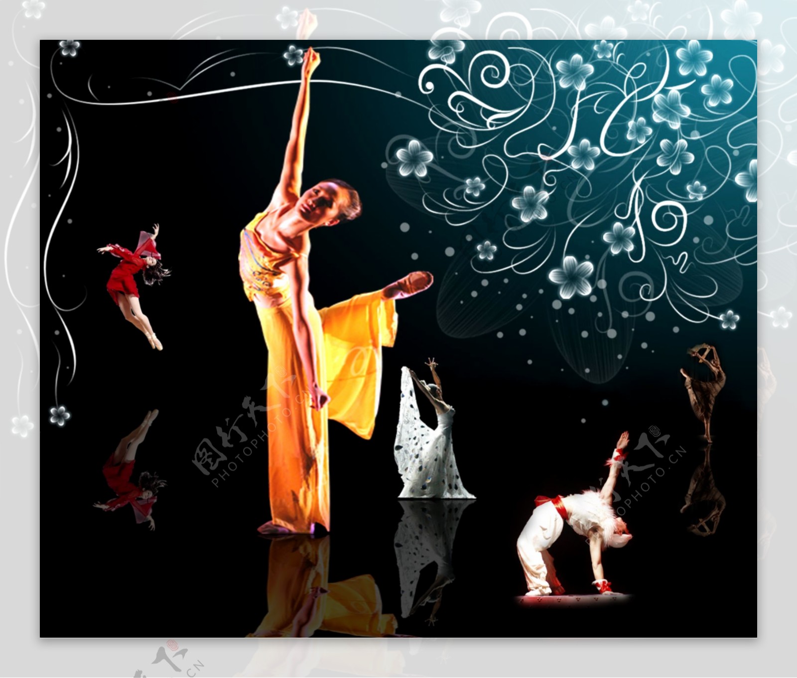 龙腾广告平面广告PSD分层素材源文件设计元素类舞蹈花纹跳舞