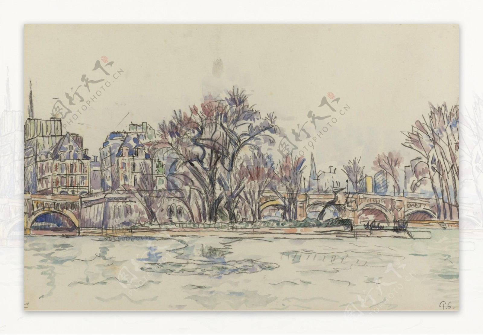 PaulSignacTheVertGalantatParis画家风景画静物油画建筑油画装饰画