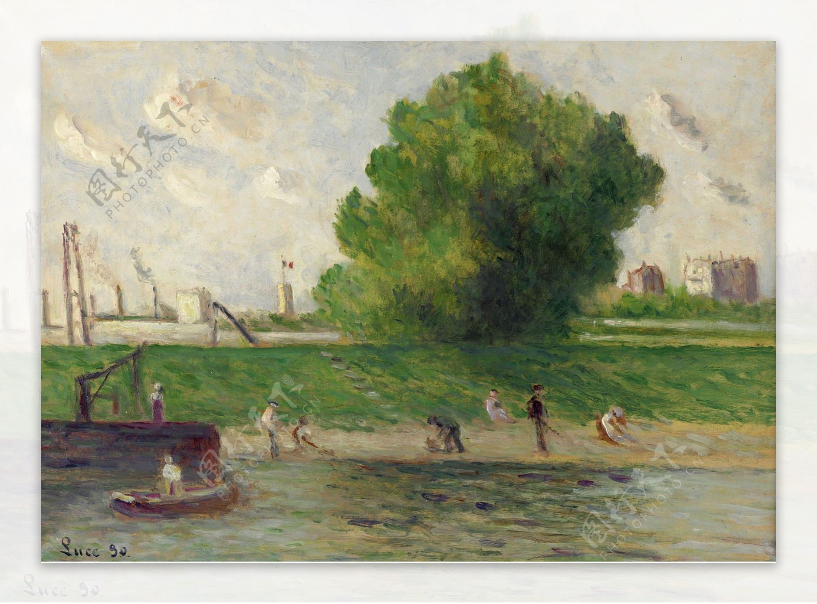 MaximilienLuceSurburbofParistheBankoftheSeine1930大师画家风景画静物油画建筑油画装饰画