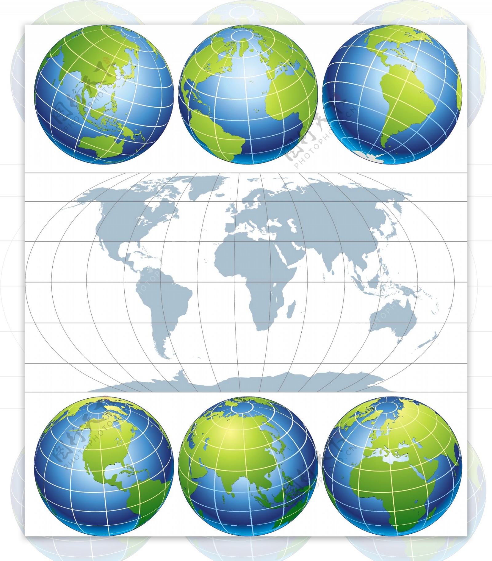 地球仪地球模型矢量图