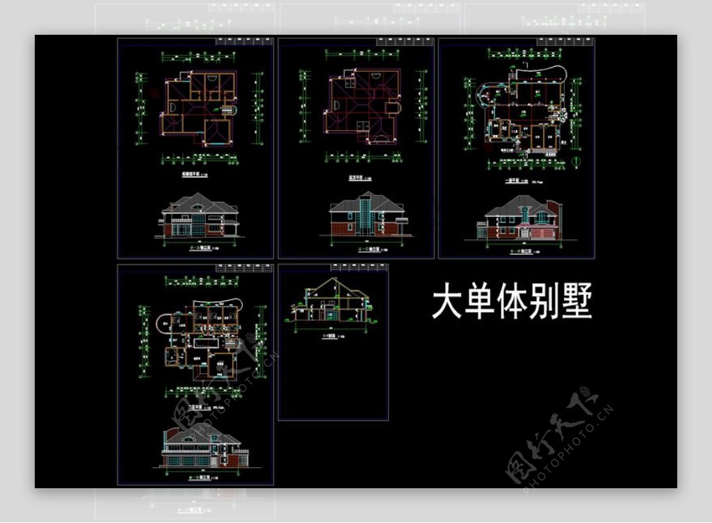 大单体别墅建筑图