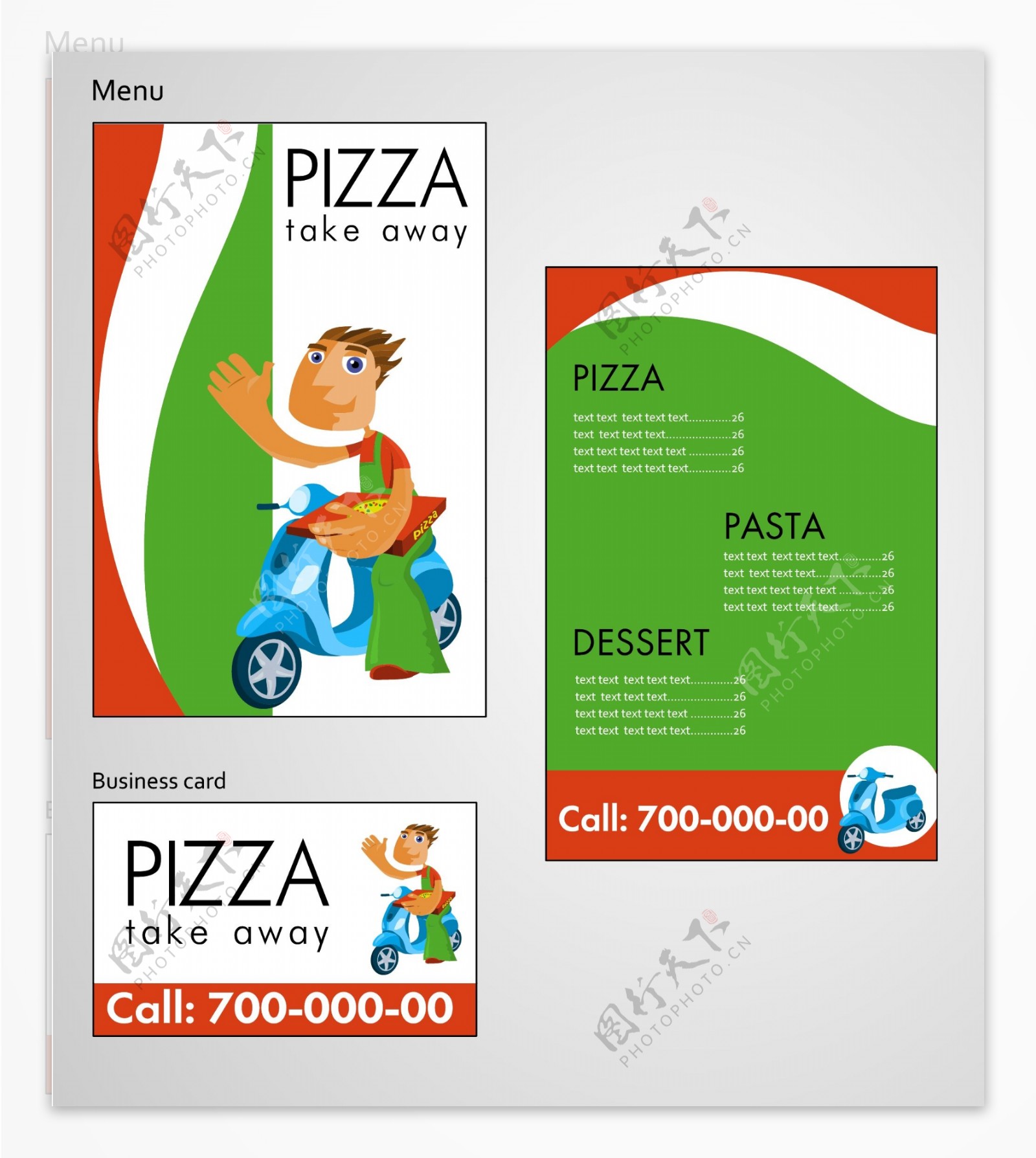 pizza店logo及菜单模板图片