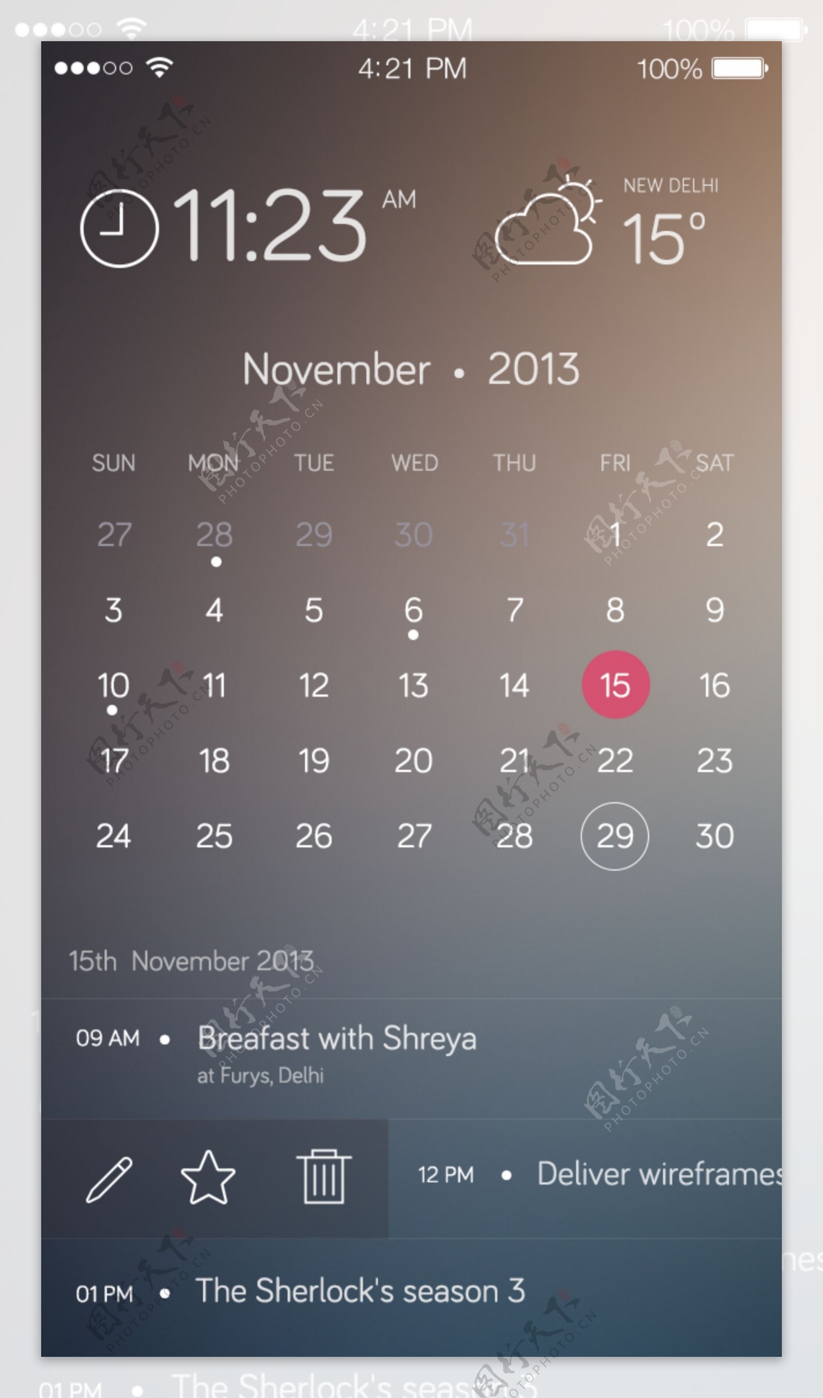 简洁日历设计UI设计素材