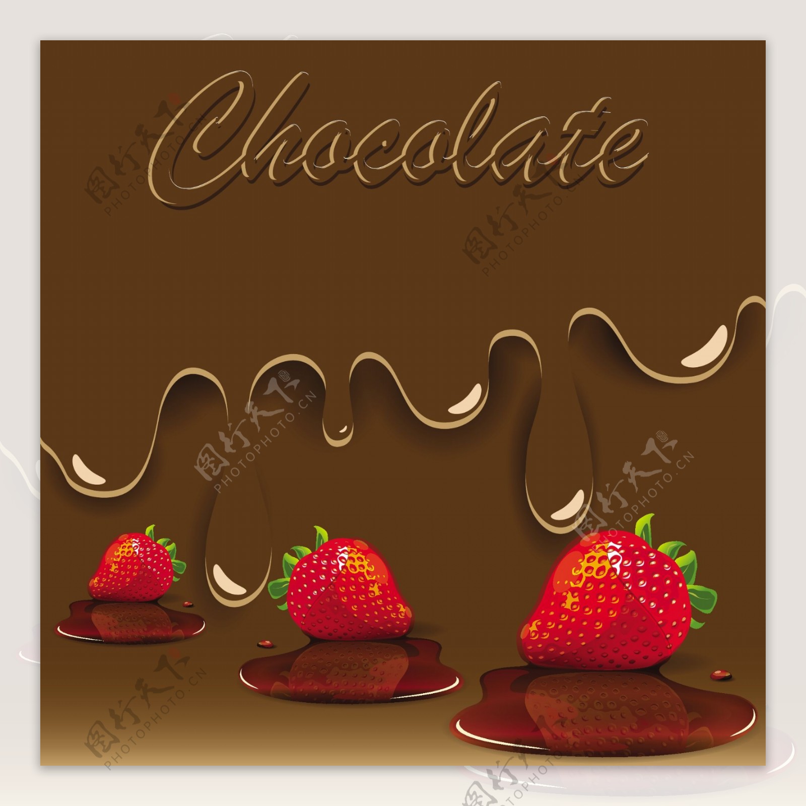 巧克力草莓矢量素材2