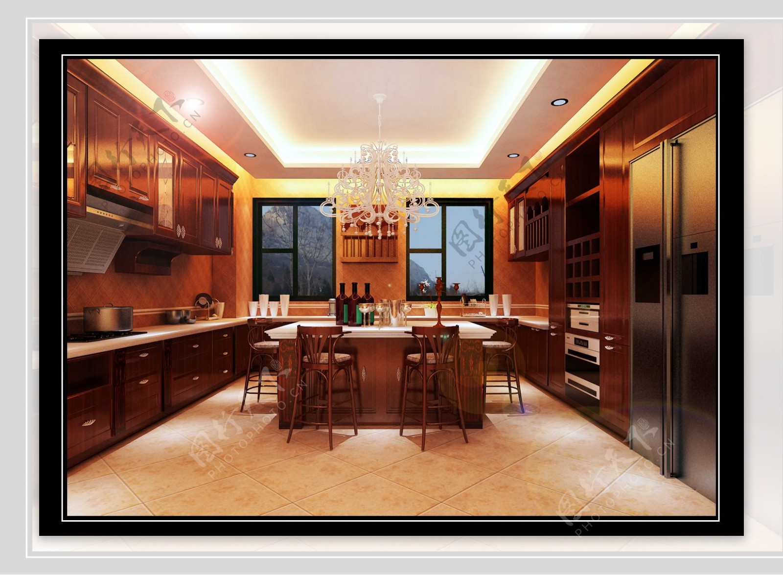 豪华欧式厨房设计效果图图片