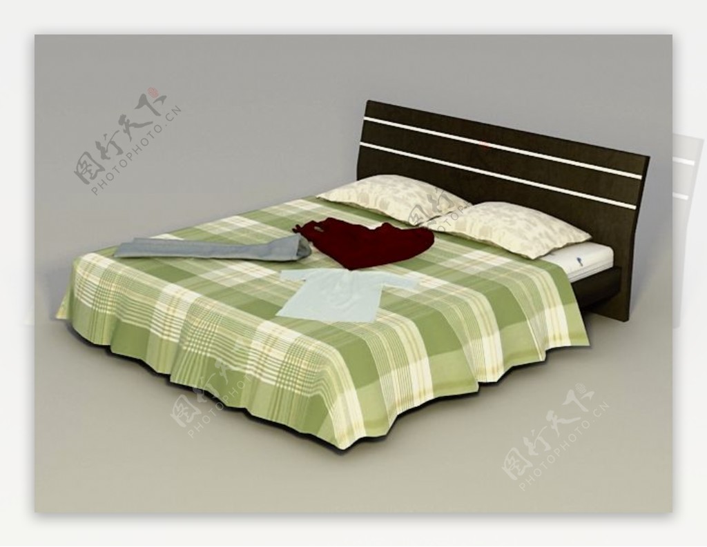 翠绿格子床3D模型
