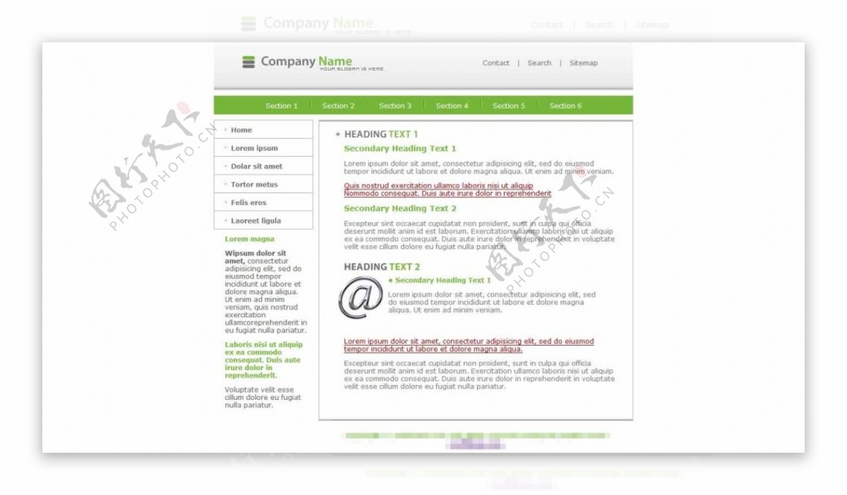 绿色导航商务企业网站CSS模板