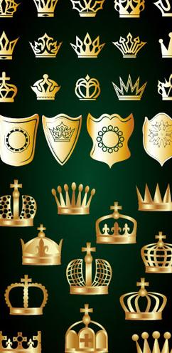 金色皇冠和盾牌矢量素材
