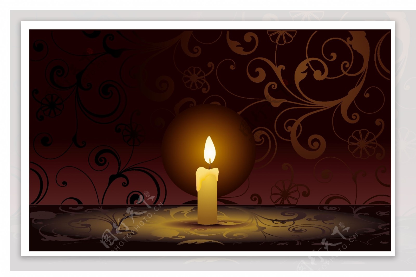 浪漫点燃的蜡烛装饰背景