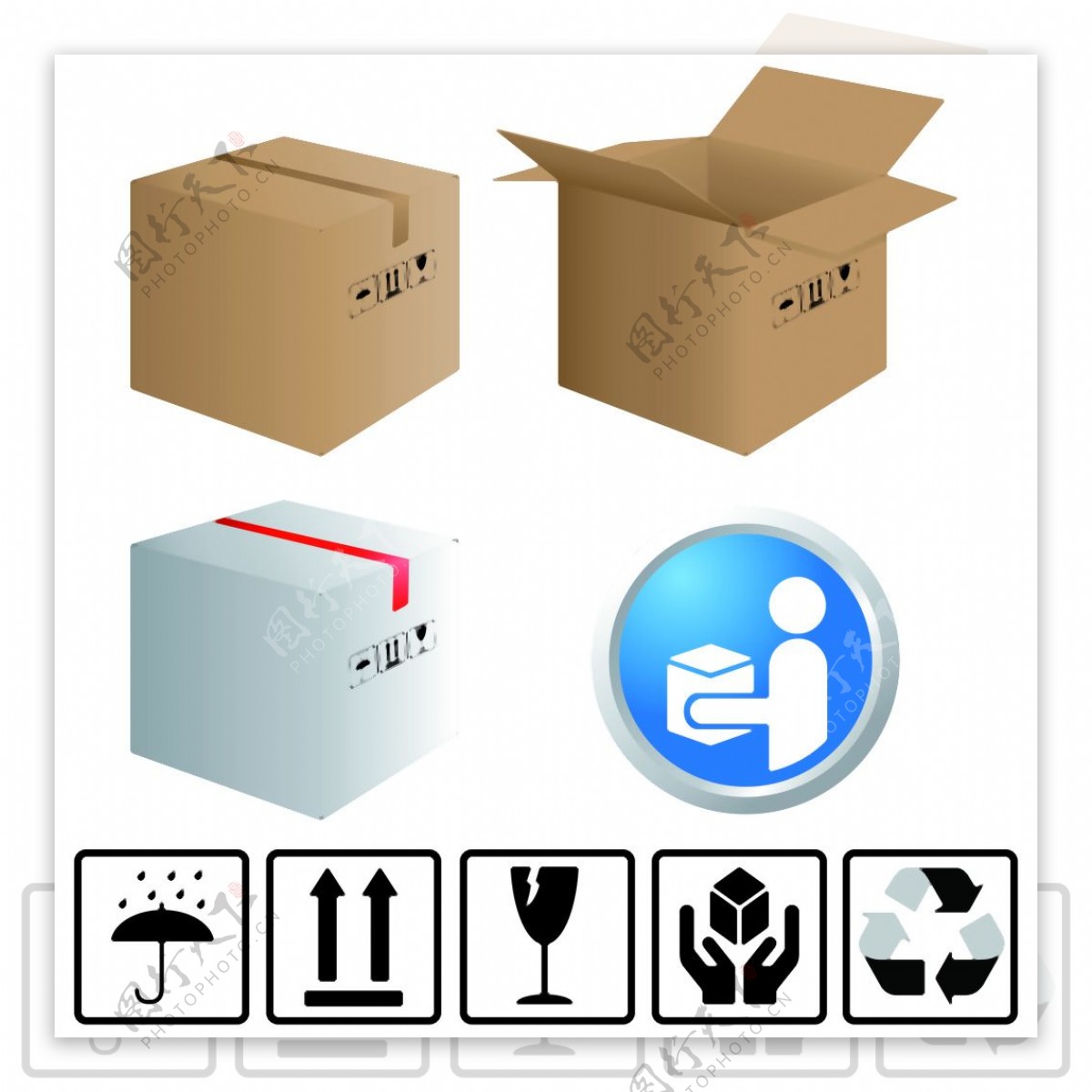 纸箱和纸盒标签矢量