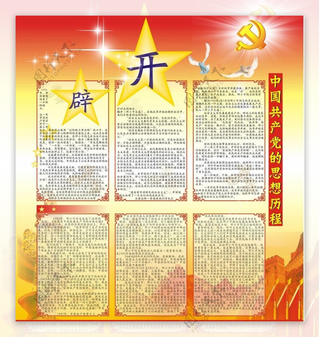 中共思想历程3期开辟宣传栏展板图片
