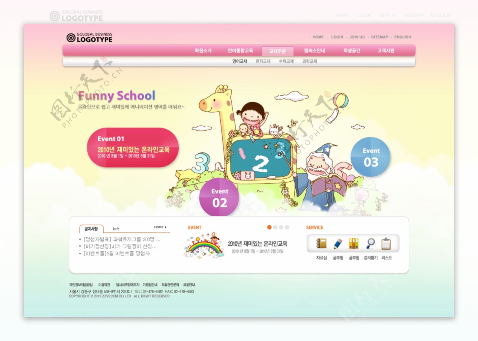 幼儿教育培训类网页模板图片