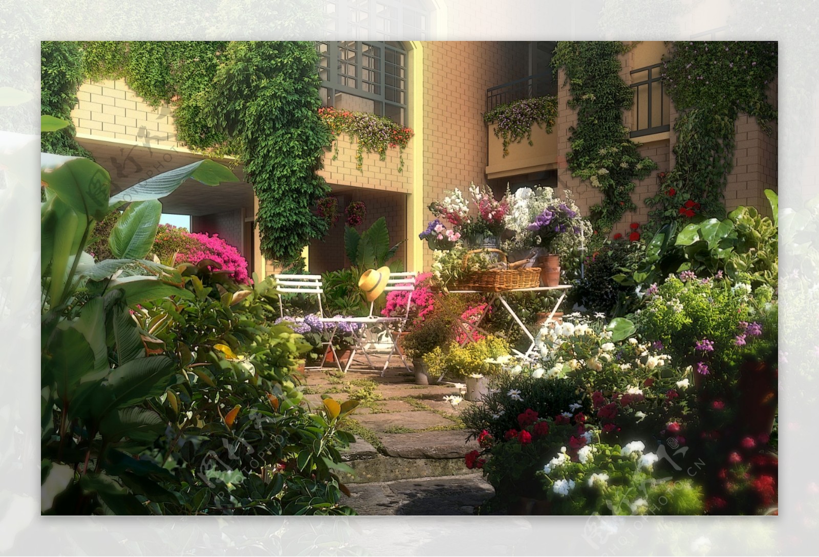 精美别墅花园图片
