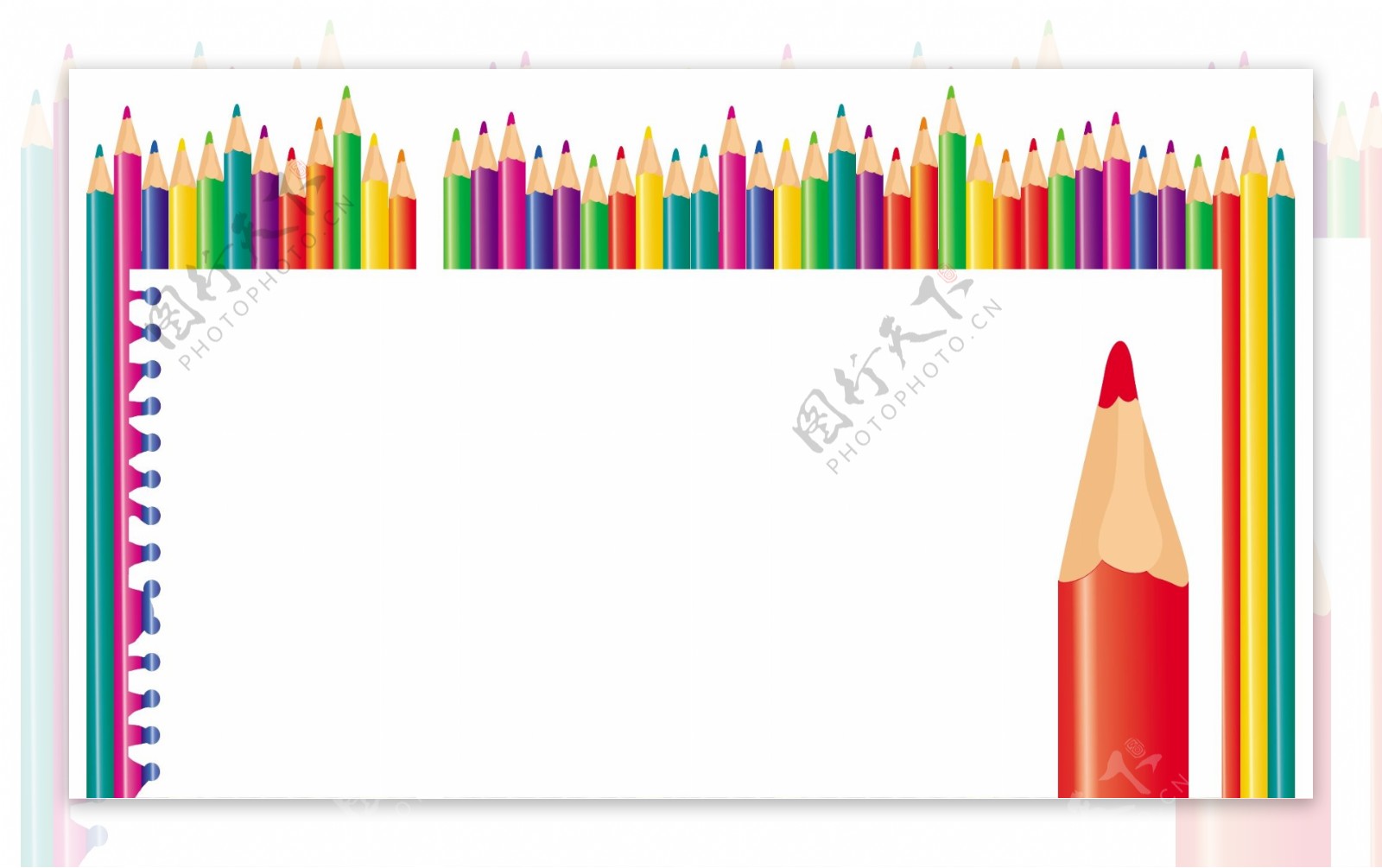 彩色铅笔和纸张矢量背景