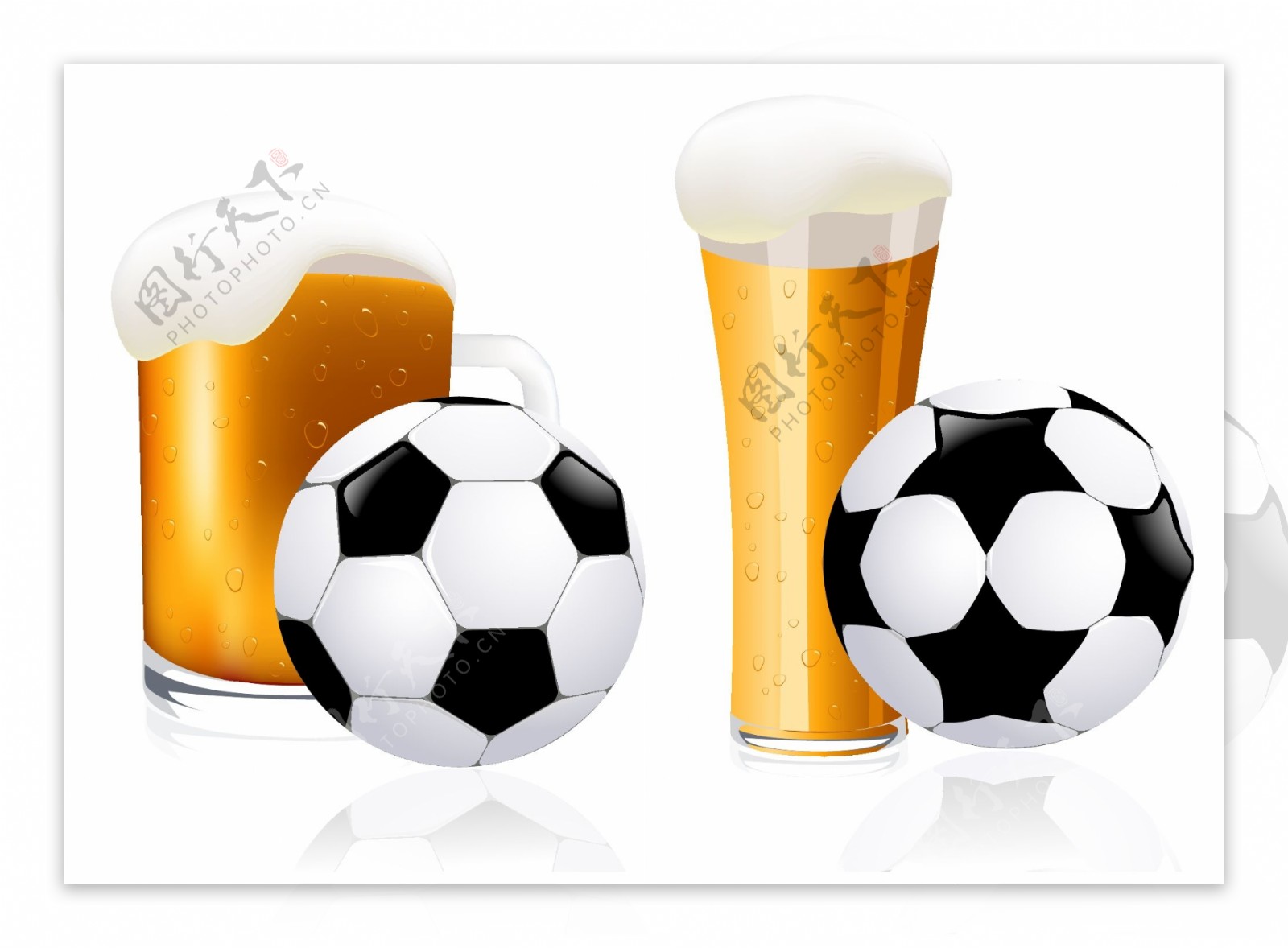 啤酒和足球矢量素材