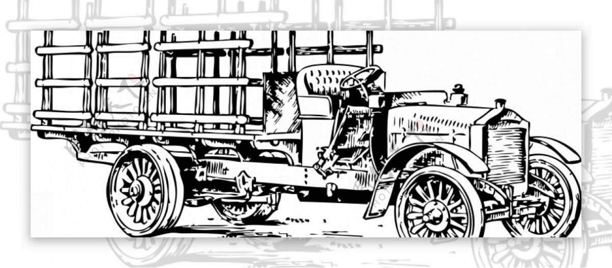 旧的重型卡车的矢量绘图