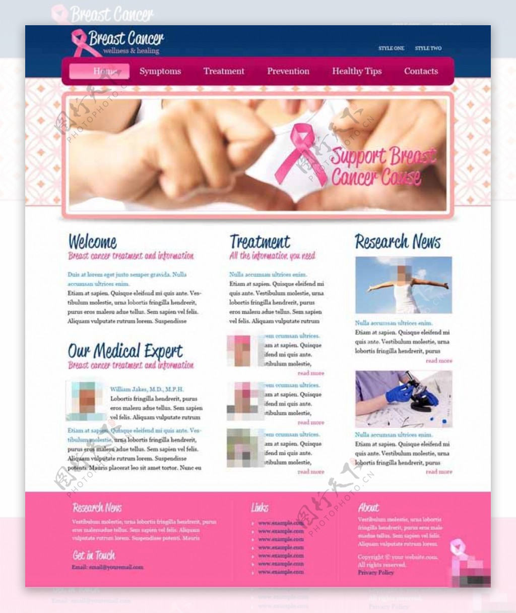 乳腺癌健康与治疗网页模板