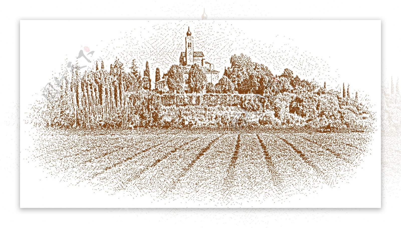 素描农场城市建筑图片