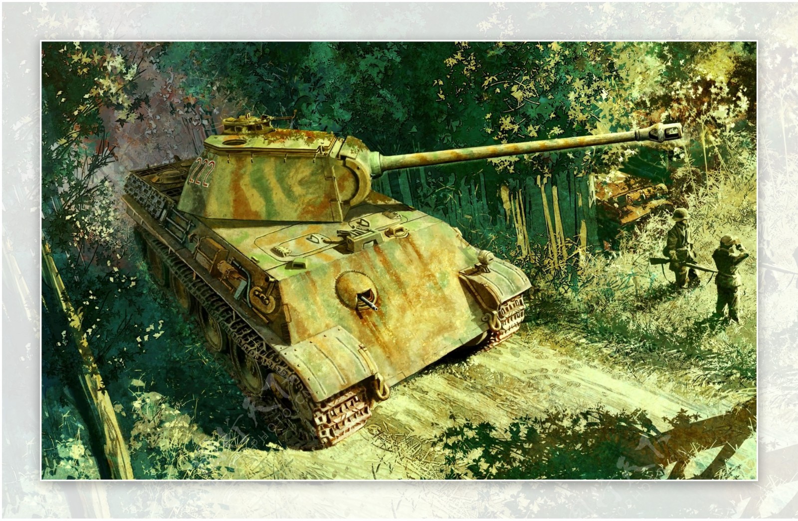 二战德国豹式坦克高清油画