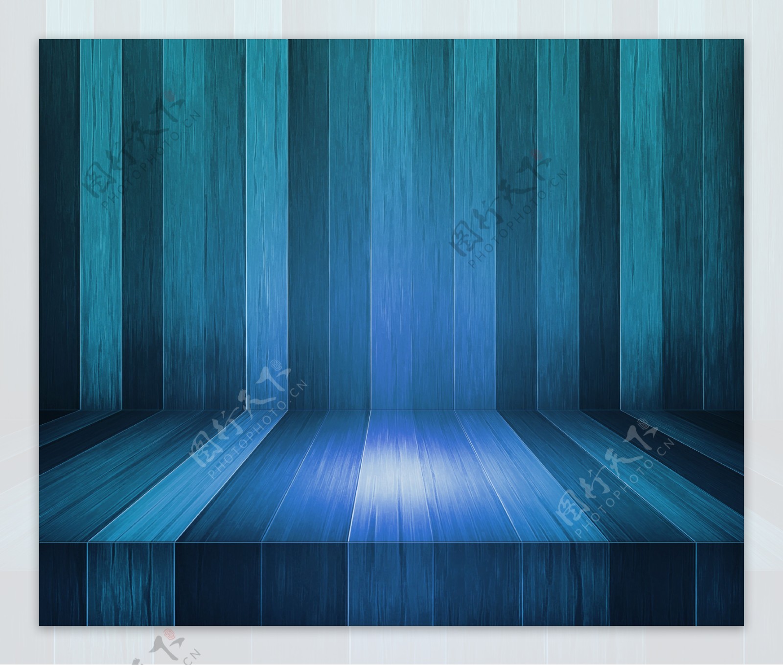 蓝色的木制舞台背景