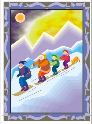 滑雪卡通画相框