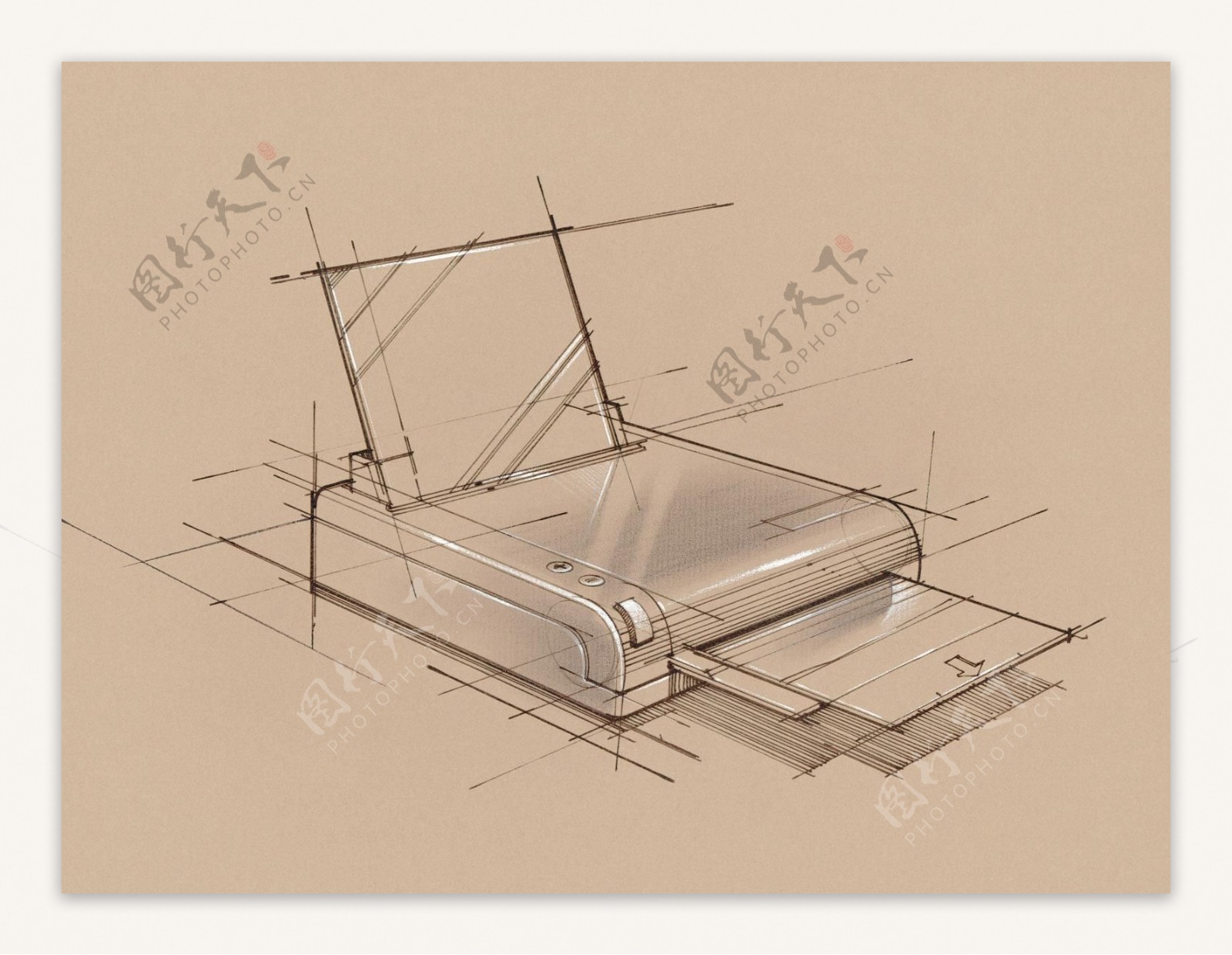 手绘办公室用打印机图片