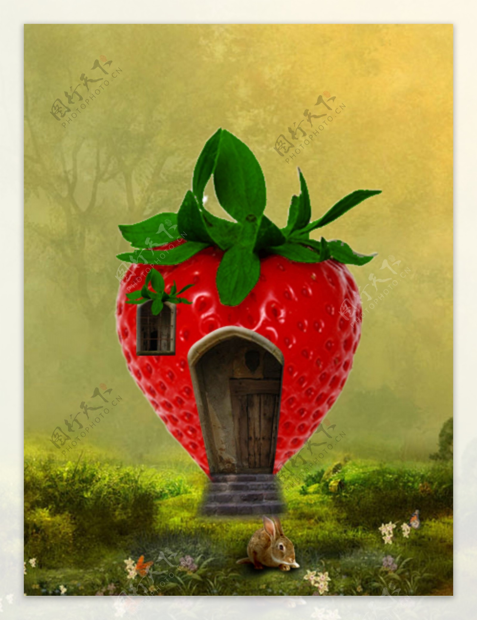 非常可爱的红色草莓小居