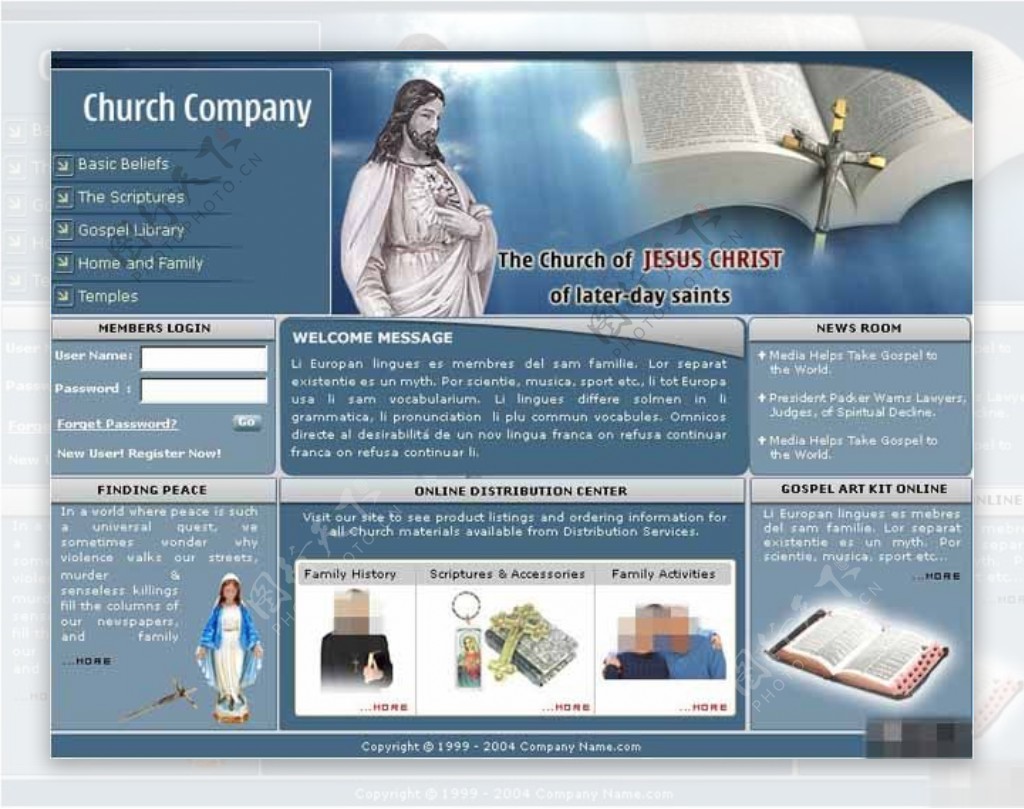 圣经福音教堂网页模板