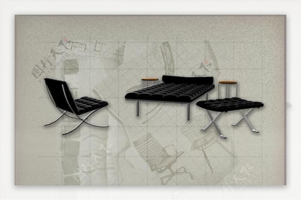 现代主义风格之家具组合3D模型组合020