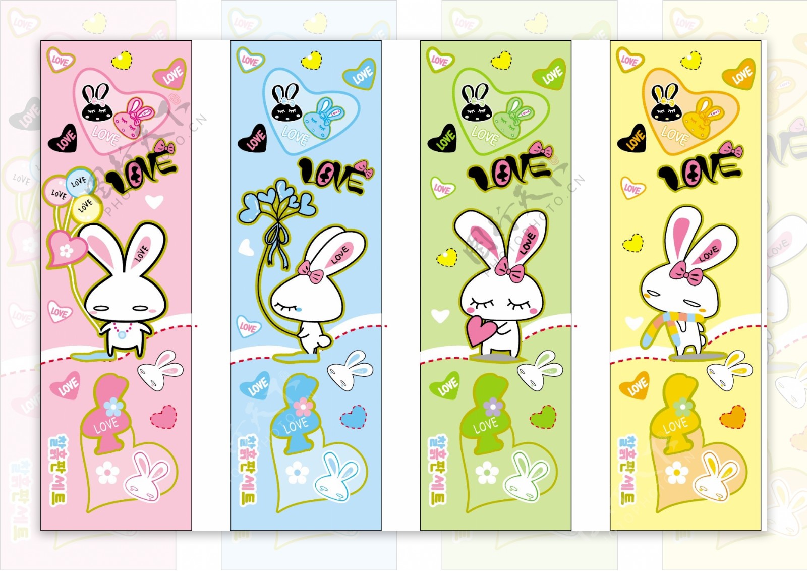 四套韩国可爱卡通兔子矢量图