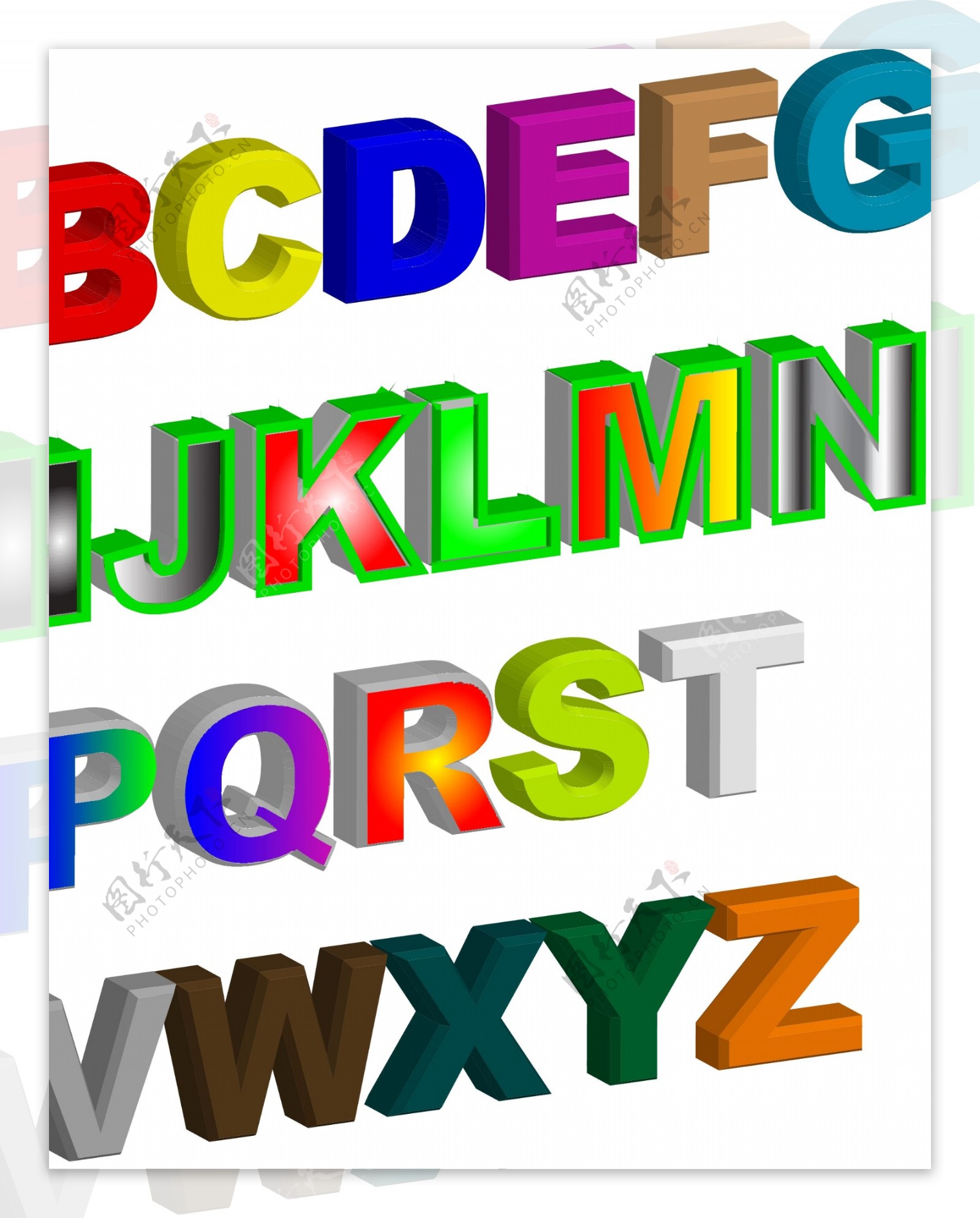 彩色立体字母图片