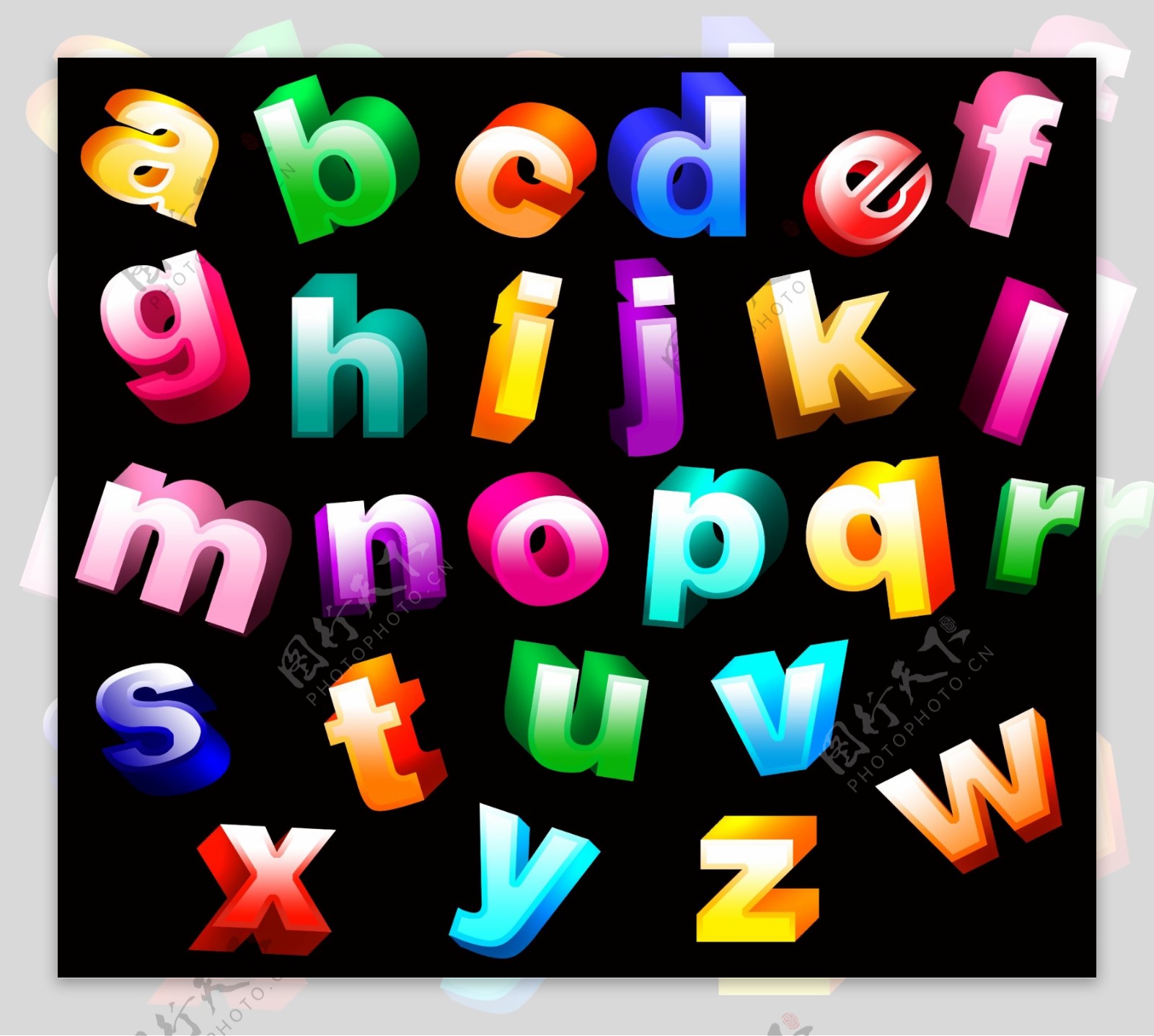彩色立体字母图片