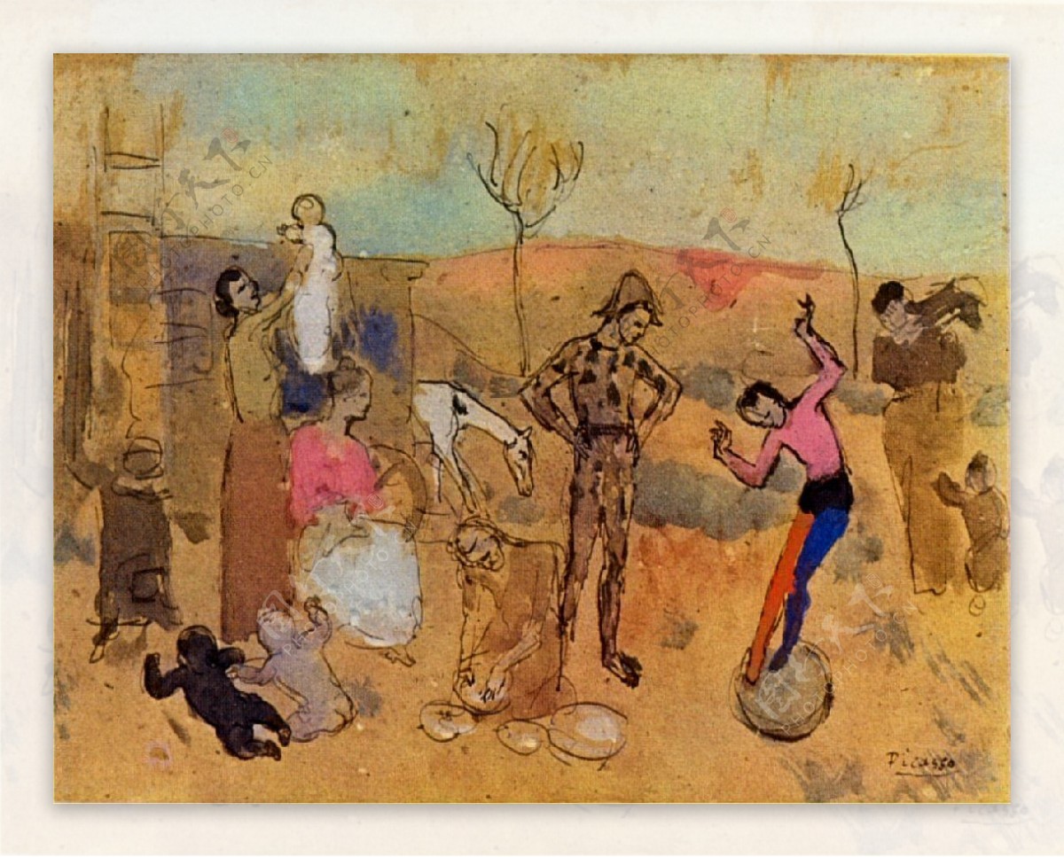 1905Familledebateleurs西班牙画家巴勃罗毕加索抽象油画人物人体油画装饰画