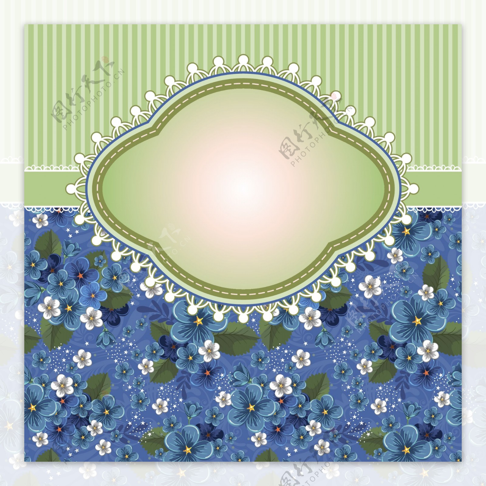浪漫花卉卡片矢量设计模板