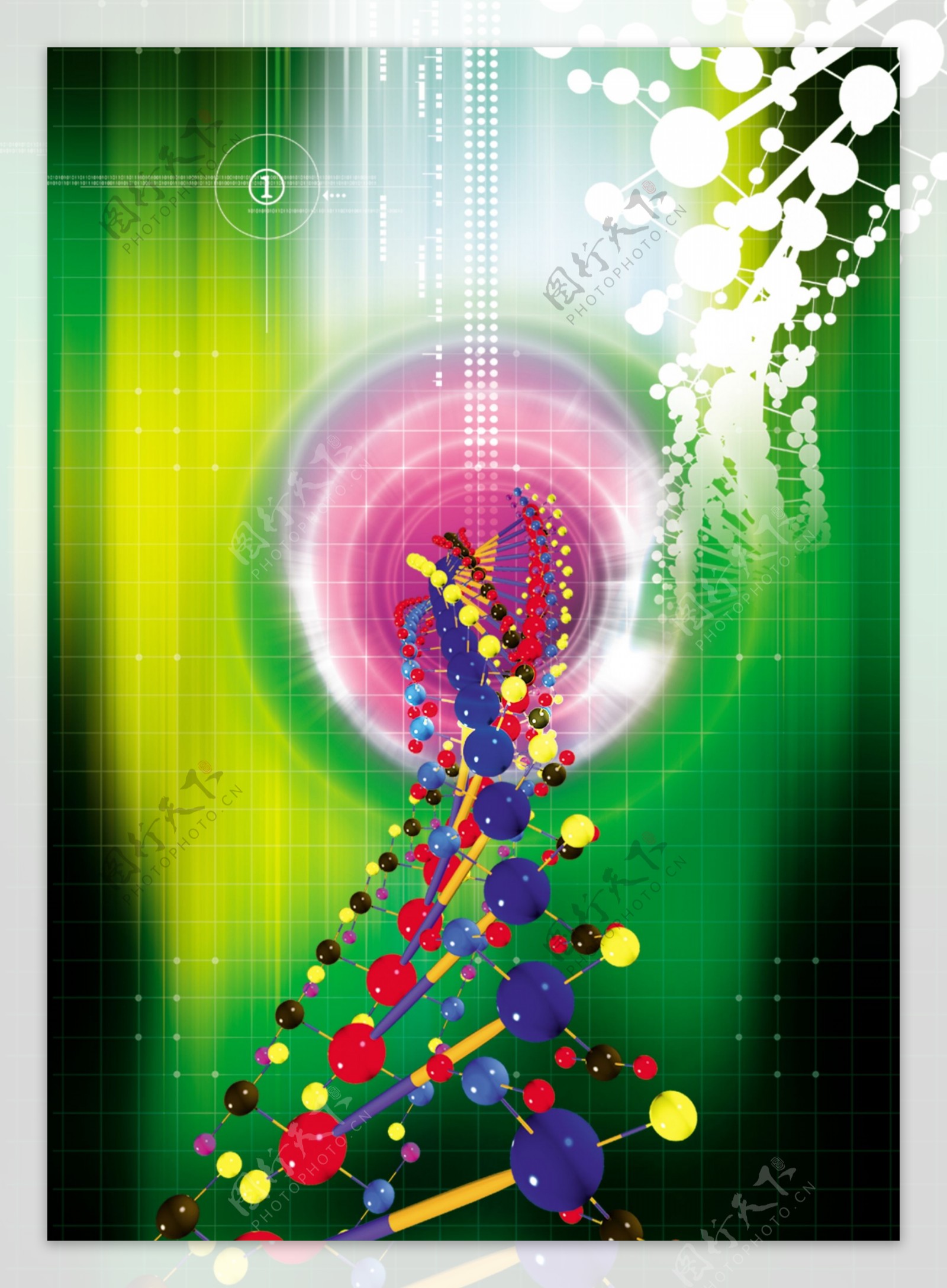 分子结构炫丽色彩科幻游戏背景psd源文件