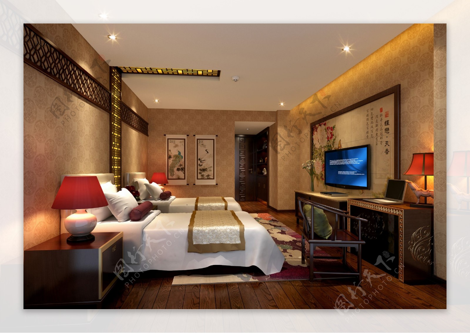 中式酒店客房图片