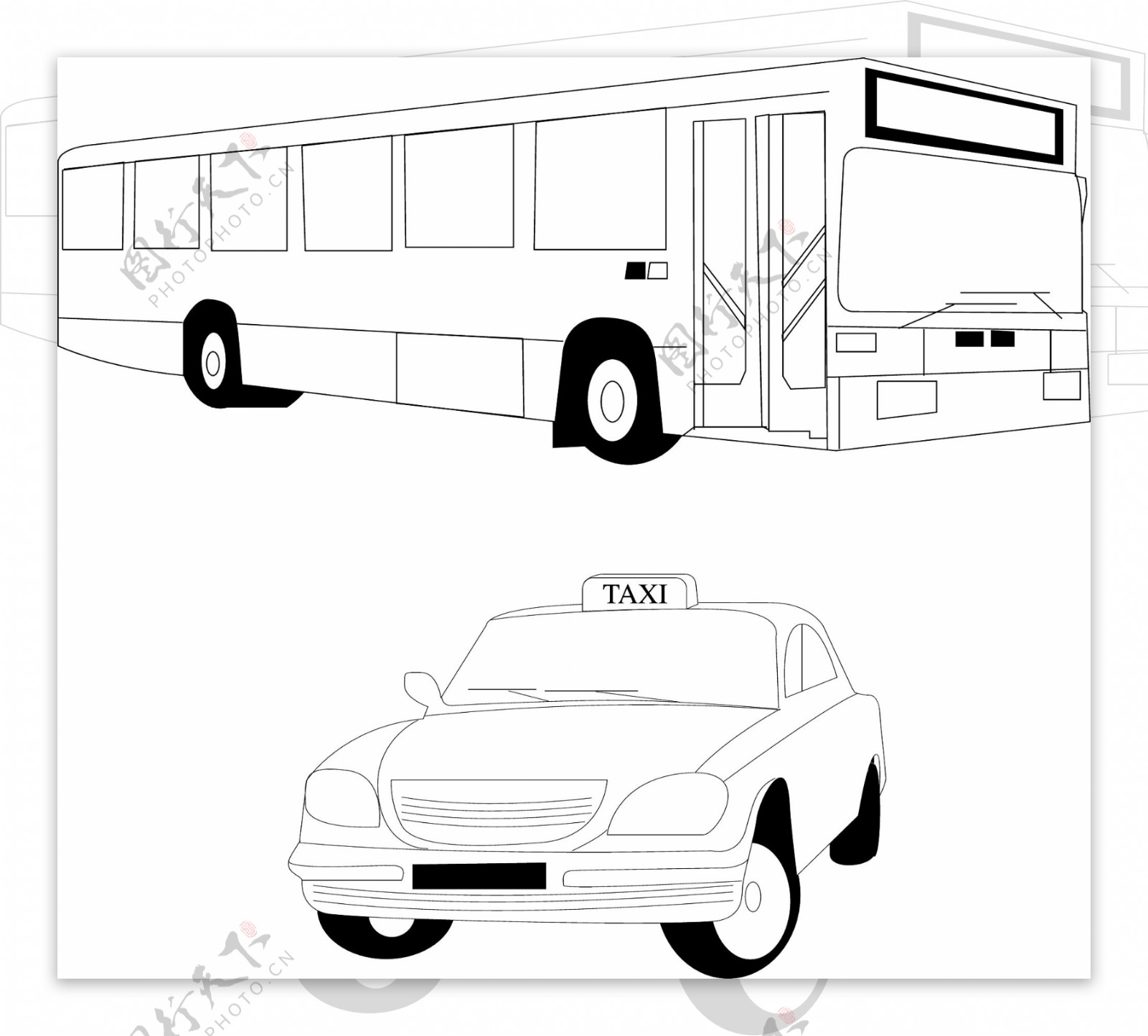 公交车与出租车图片