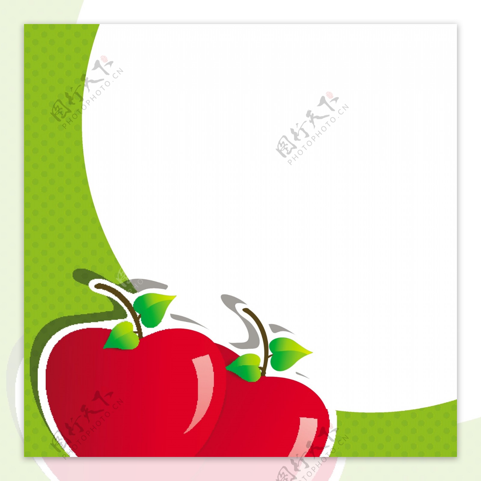 有红苹果在绿色和白色背景的医学概念