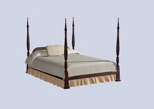 欧式床传统家具3D模型1