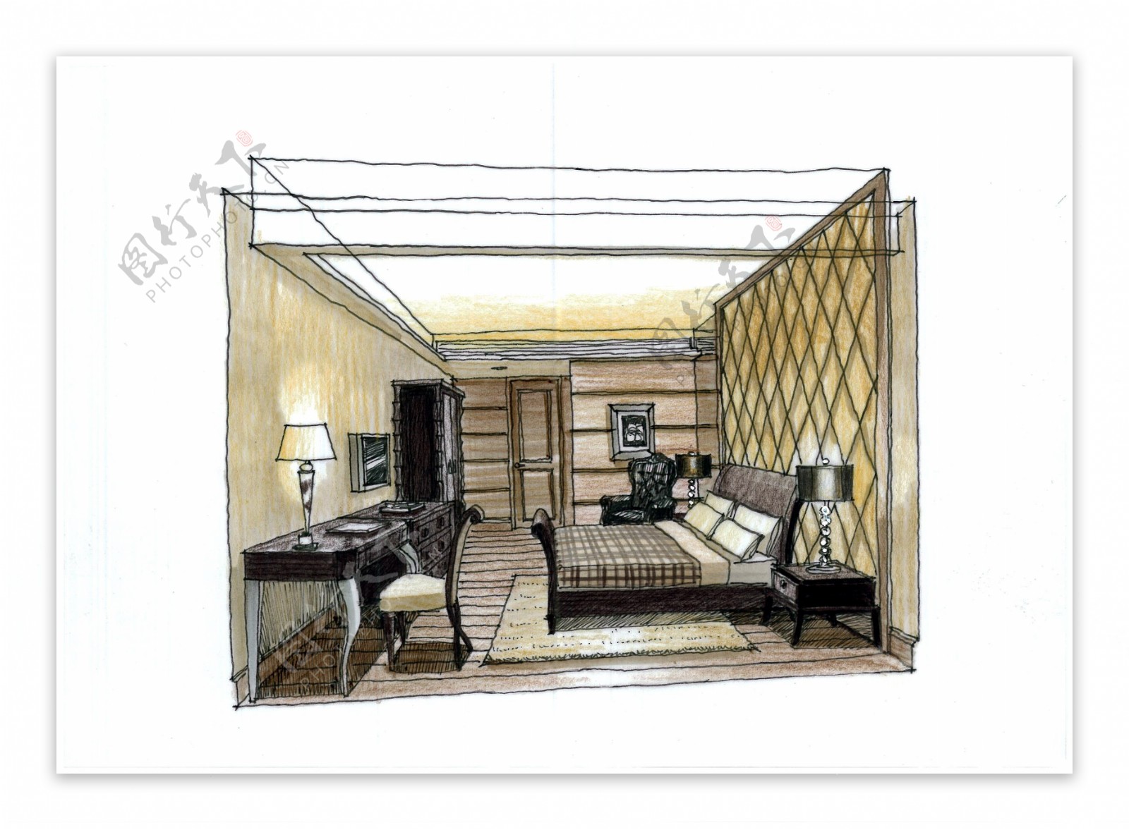 广州爱丁堡公寓室内手绘图片素材