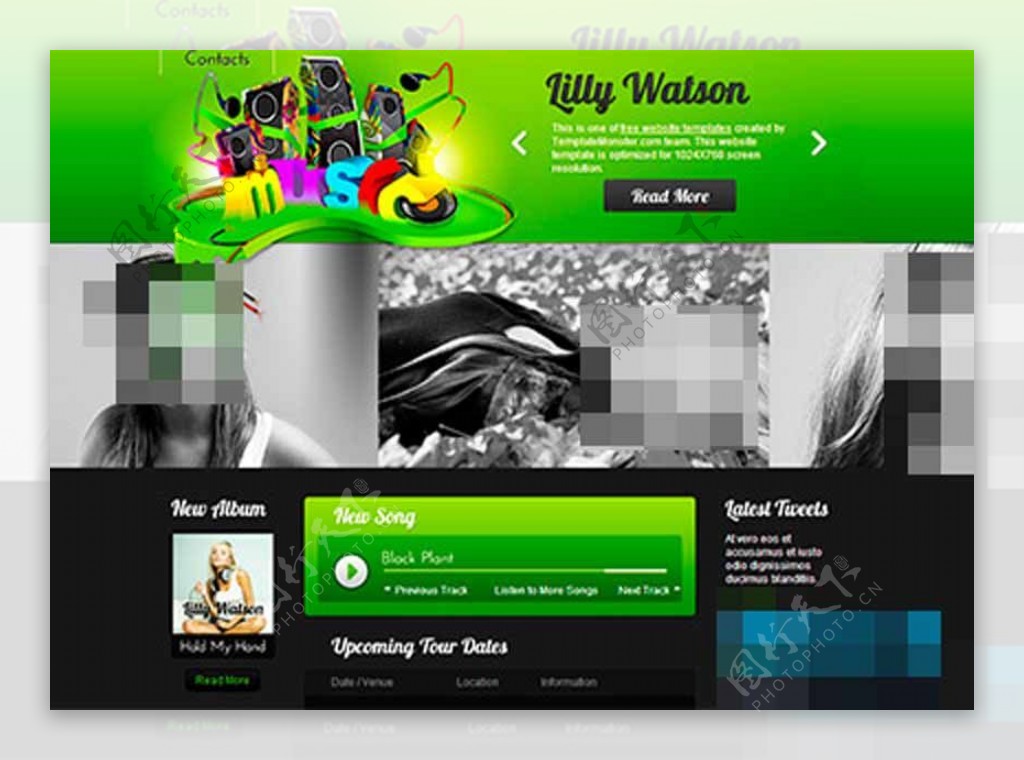 绿色质感漂亮的音乐网站模板下载