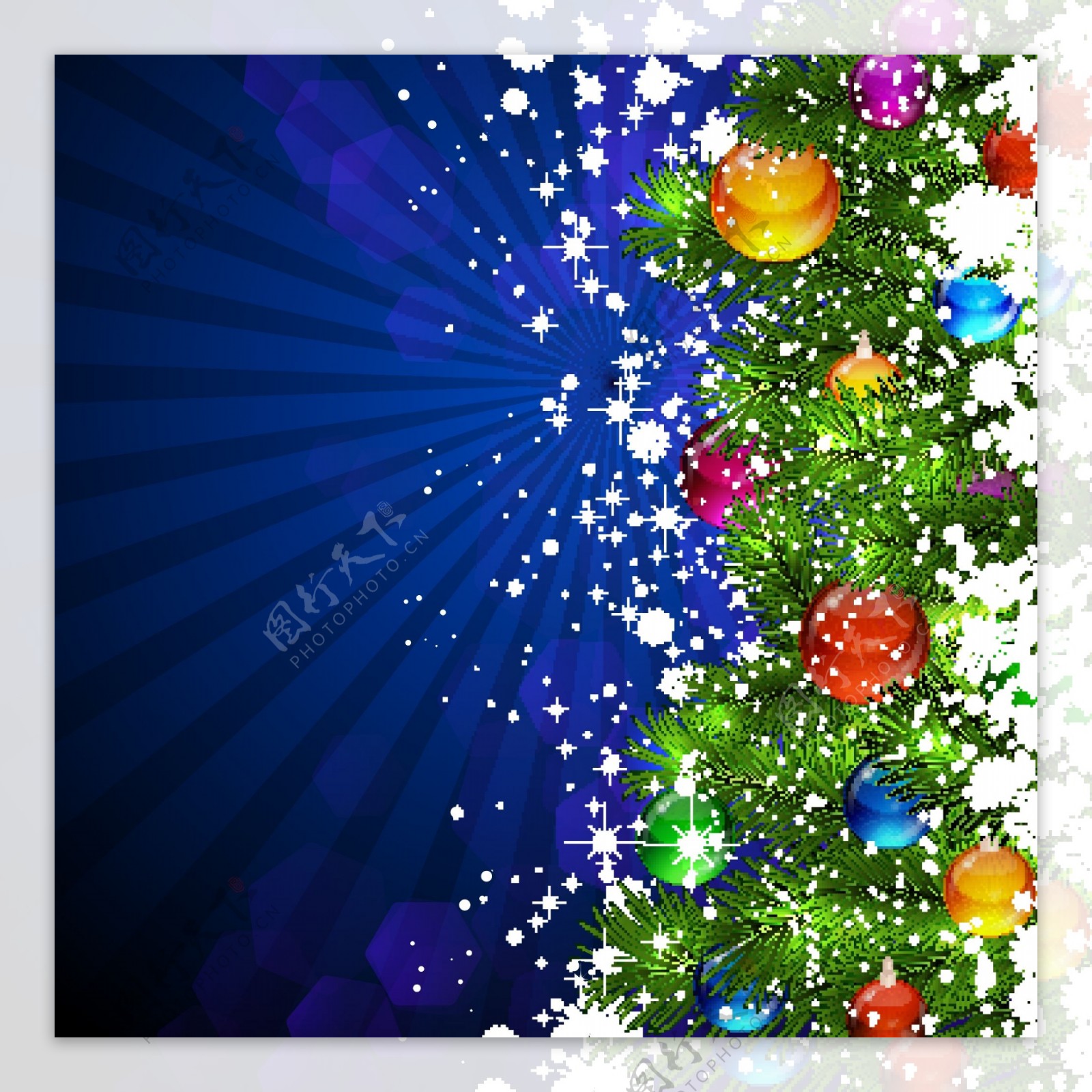 蓝色璀璨圣诞节背景圣诞贺卡图片
