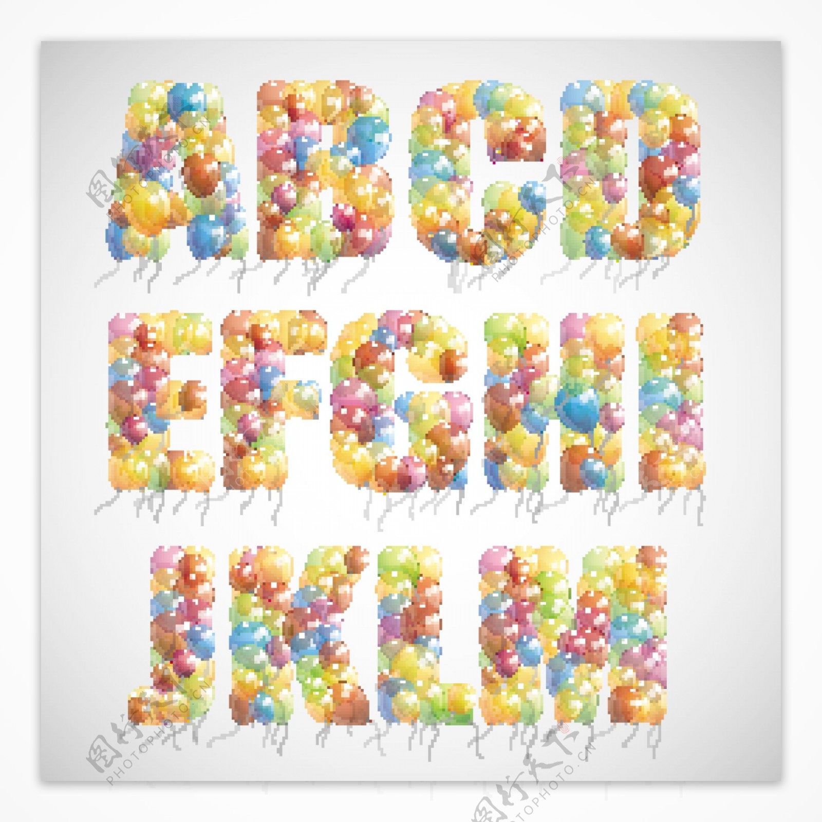 3d彩色气球字母图片