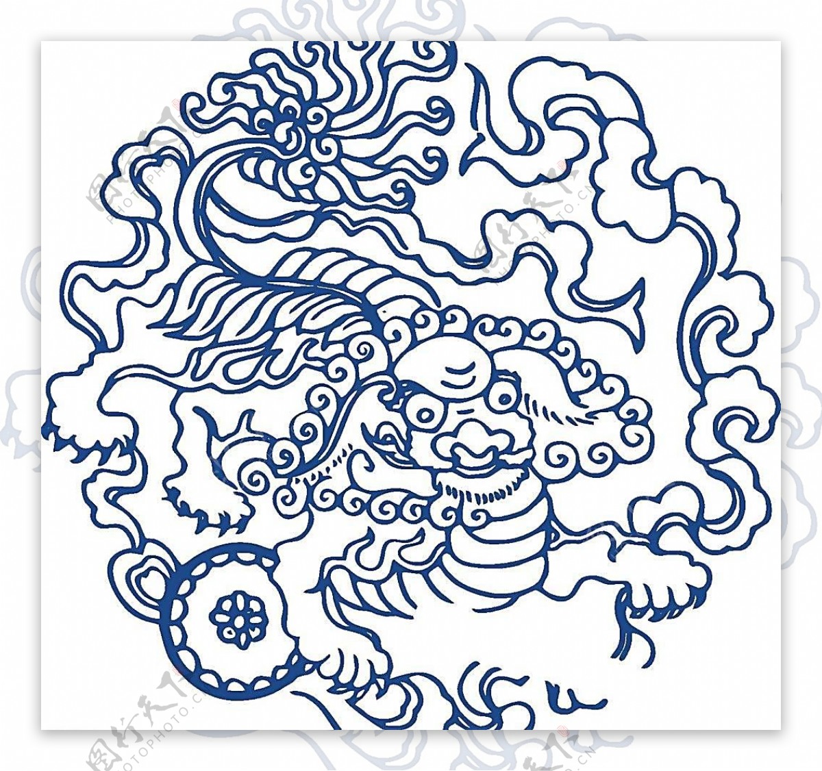青花瓷图案麒麟纹