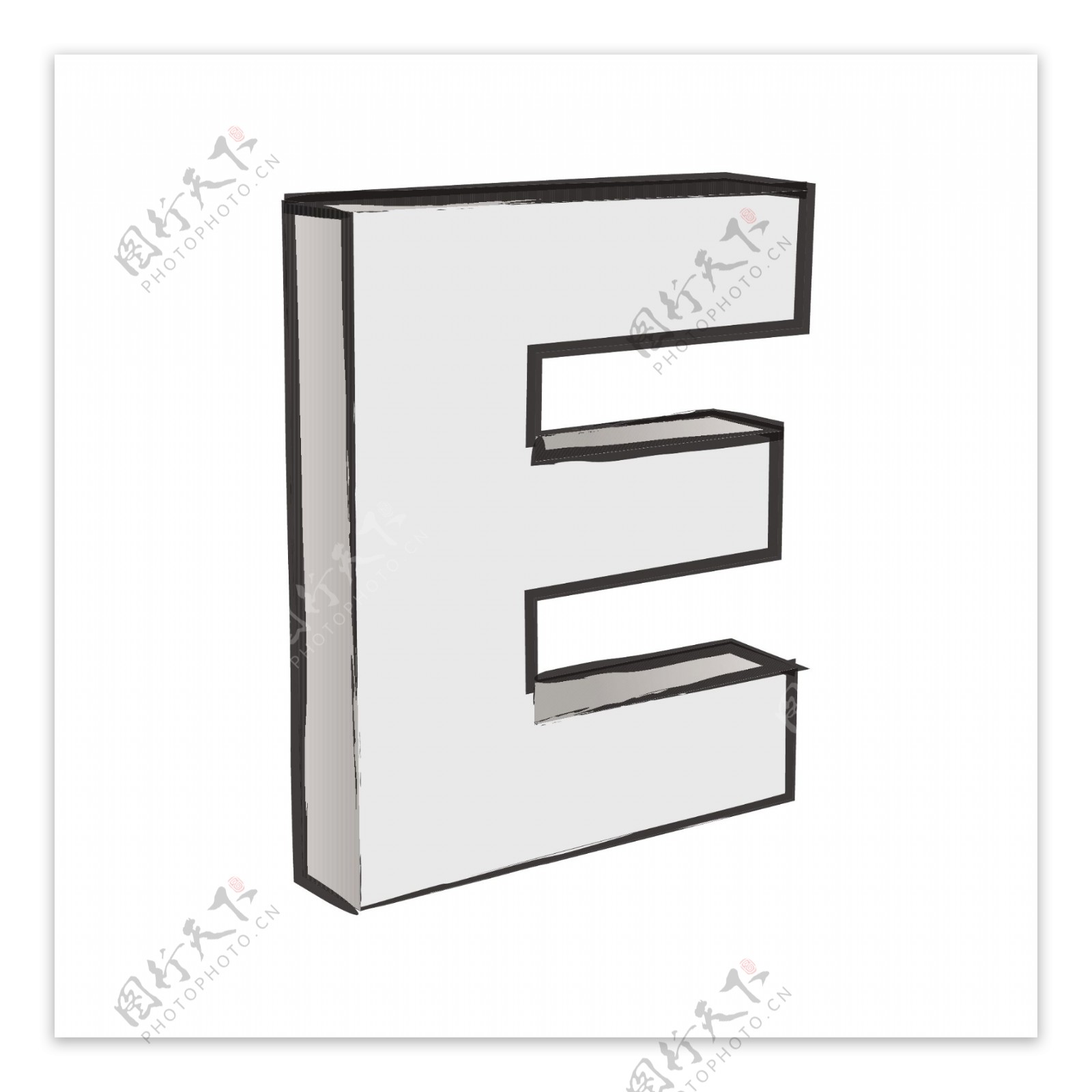 复古的3D字母E的文本向量