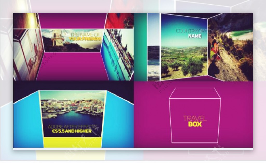 旅游盒子特效公司宣传片AE模板