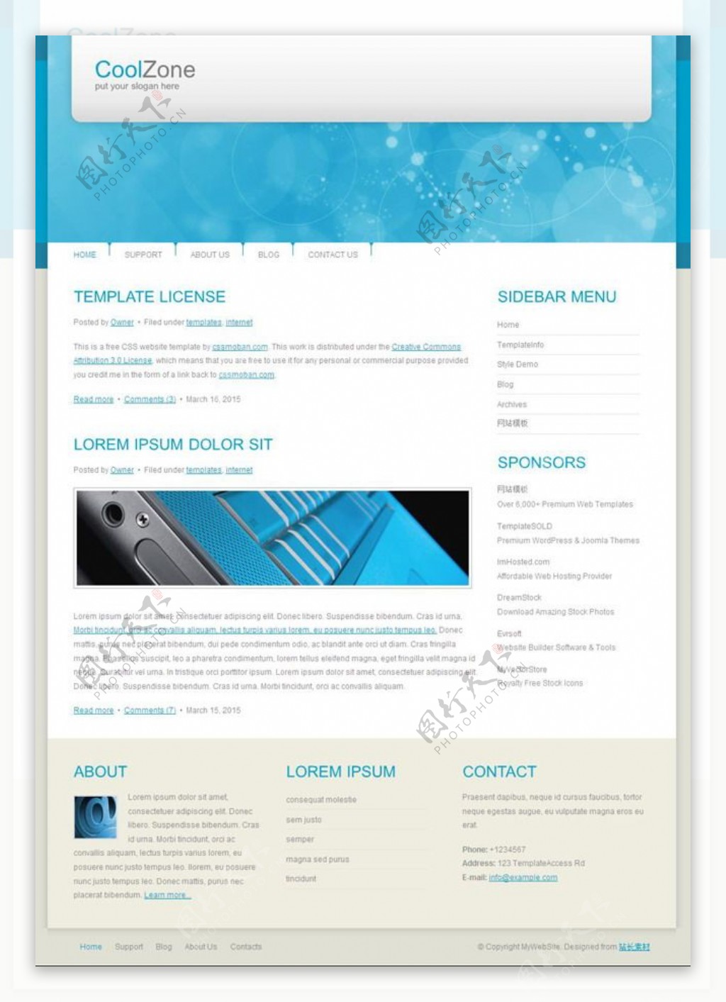 蓝色商业CSS网页模板